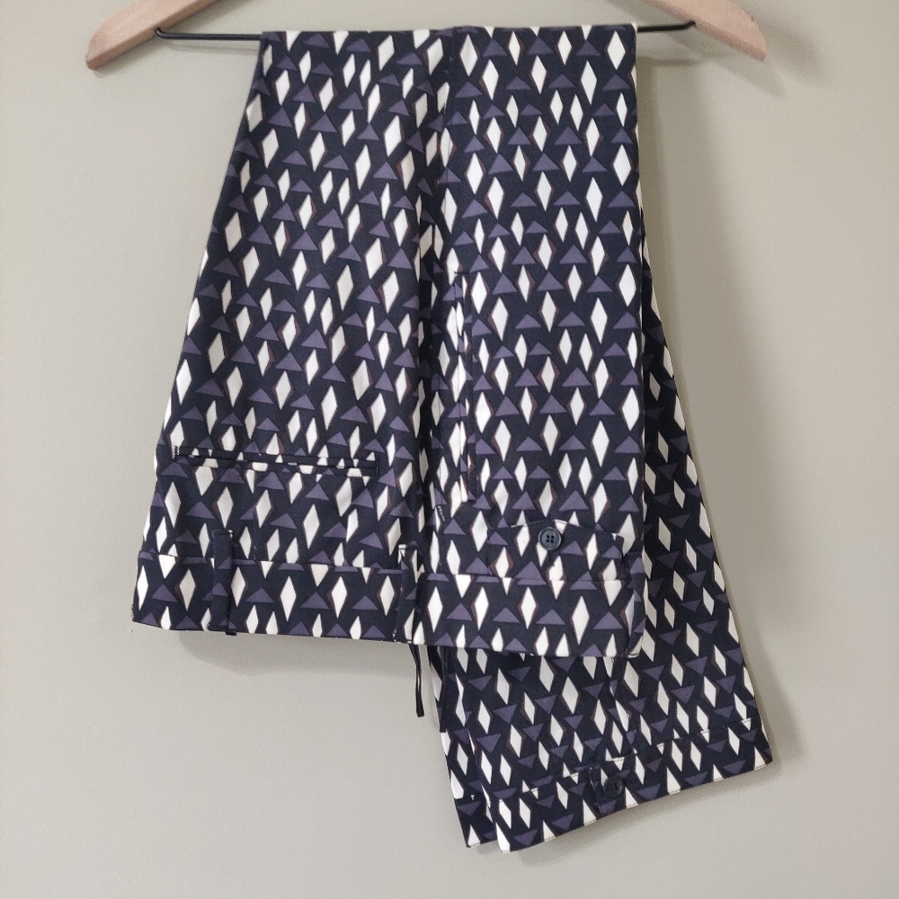 PRADA Virgin Wool Geo Print Tailored Trouser Size IT 40 US 6